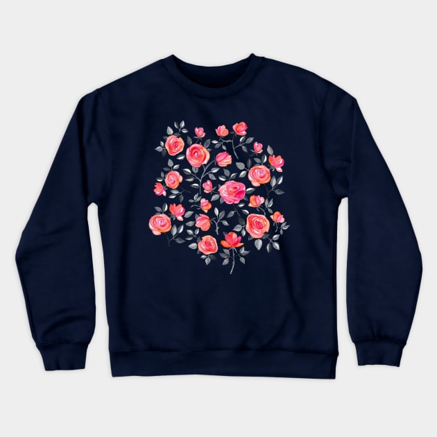 Roses  - a watercolor floral pattern Crewneck Sweatshirt by micklyn